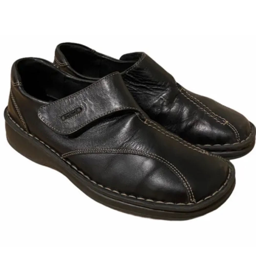 Josef Seibel Women Black Leather Monk Strap Comfort Shoe Size 9-9.5 EUR 40